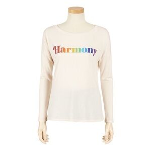 Chaser Harmony Rainbow Pride Long Sleeve Top S NWT | Graphic Lounge Shirt Cotton